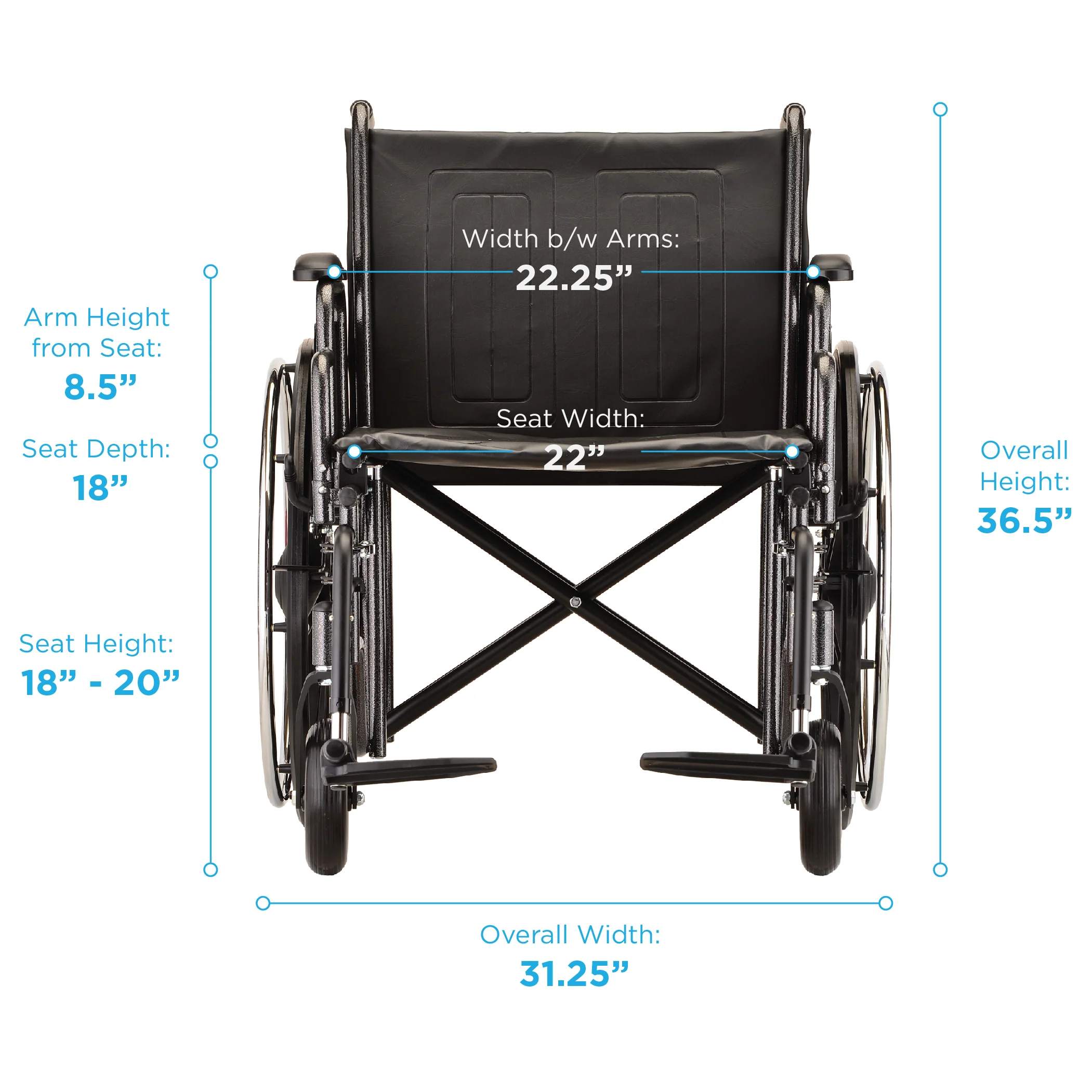EXTRA WIDE Wheelchair - 22" wide - Image 4